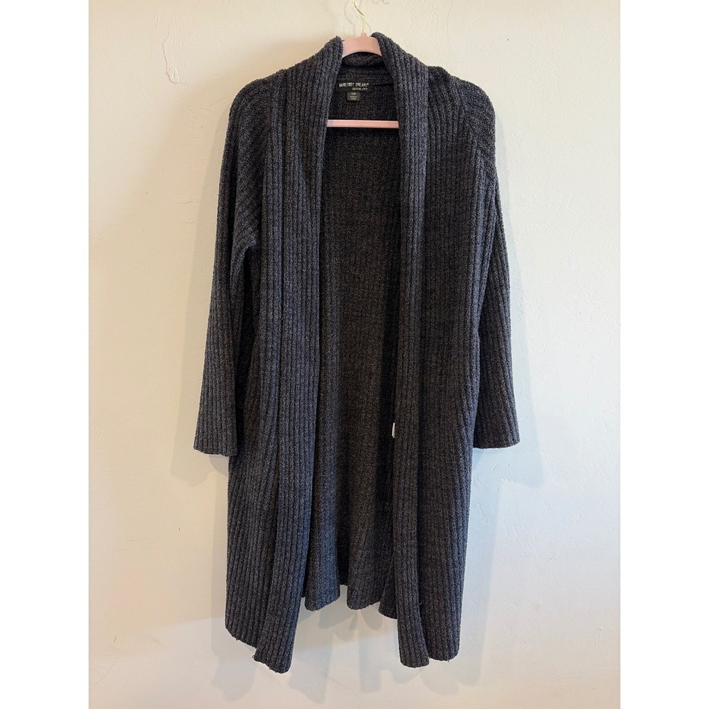 Barefoot Dreams CozyChic Lite Ribbed Long Cardigan Charcoal Gray S/M BDWCL1011